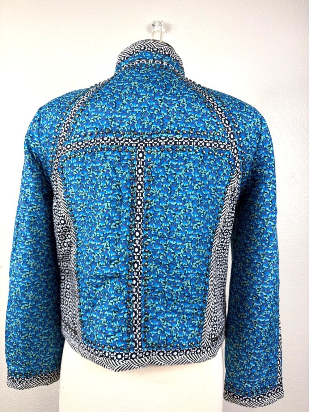 J.Crew Collection Quilted Cotton Silk Floral Studded Jacket Size 12 NWOT - Picture 4 of 16